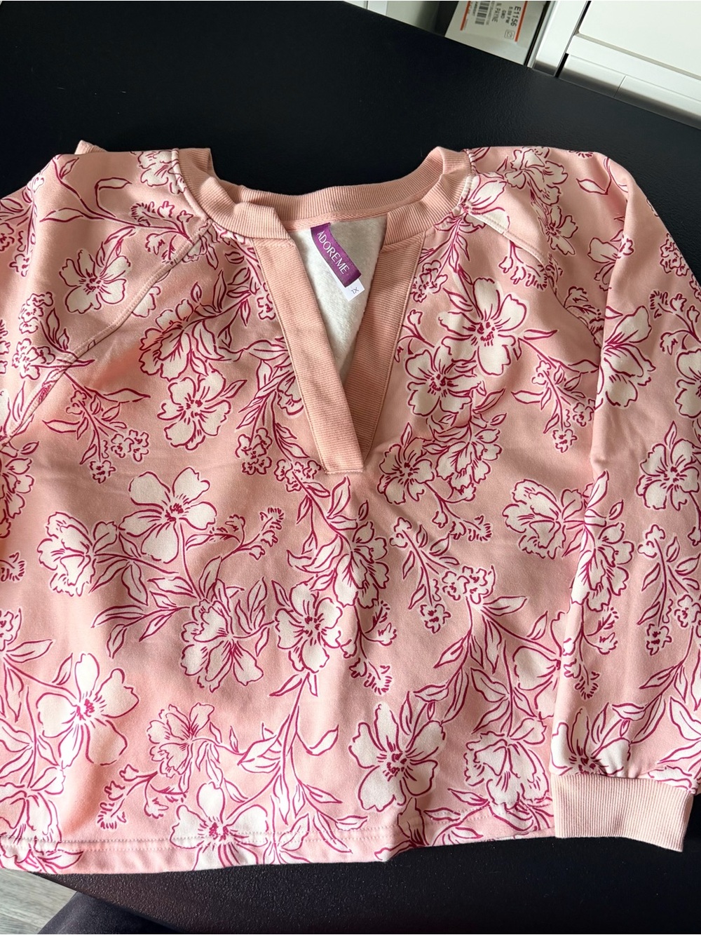 Adore Me Leslie Blush Pink Lounge cropped sweatshirt and shorts set - Picture 2 of 7